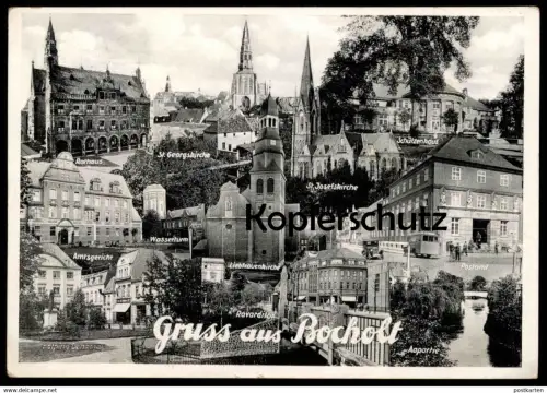 ALTE POSTKARTE GRUSS AUS BOCHOLT 1937 POSTAMT RAVARDITOR AAPARTIE SCHÜTZENHAUS JOSEFSKIRCHE KOLPING DENKMAL AMTSGERICHT