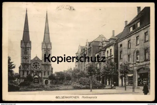 ALTE POSTKARTE GELSENKIRCHEN MOLTKEPLATZ GESCHÄFT WILHELM ELSCHENBROICH Ansichtskarte cpa postcard AK