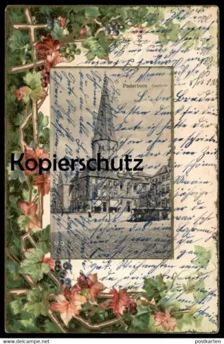 ALTE PRÄGE POSTKARTE PADERBORN GAUKIRCHE 1904 Wein Weintrauben cpa postcard AK Ansichtskarte