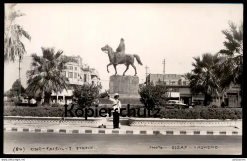 ALTE POSTKARTE BAGHDAD KING FAISAL I STATUE POLICEMAN OFFICER Police Polizist Bagdad Irak Iraq postcard AK Ansichtskarte