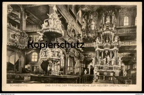 ALTE POSTKARTE SCHWEIDNITZ INNERE DER FRIEDENSKIRCHE 1925 Swidnica Schlesien Ceska repulika czech republic Tschechien