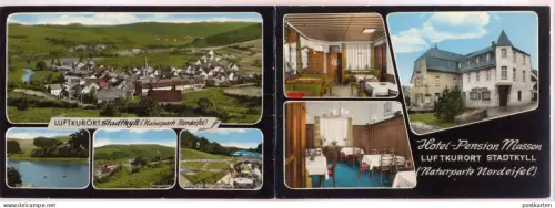 ÄLTERE POSTKARTE STADTKYLL EIFEL HOTEL PENSION MASSON Doppelkarte Bahnstation Jünkerath Königsbacher Gerolstein AK cpa