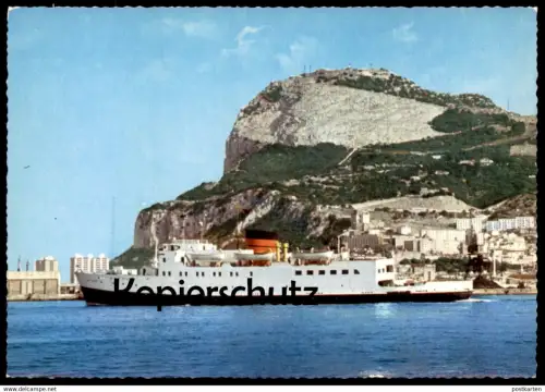 ÄLTERE POSTKARTE AUTO FERRY MONS CALPE BLAND LINE GRIBALTAR TANGIER TANGER SCHIFF ship bateau bac car-ferry postcard AK