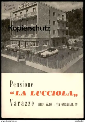 ALTE POSTKARTE VARAZZE PENSIONE LA LUCCIOLA VIA GARIBALDI LIGURIA SAVONA Auto old car voiture Italia Italy Italien cpa