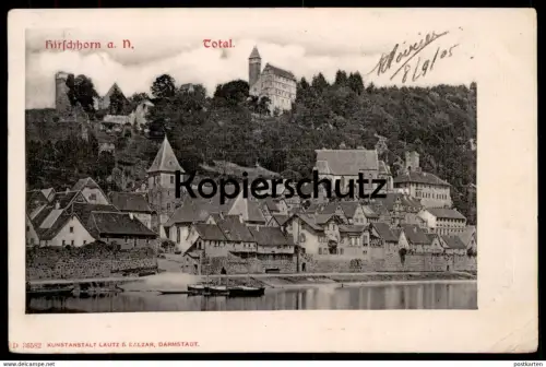 ALTE POSTKARTE HIRSCHHORN AM NECKAR TOTAL PANORAMA HESSEN AK Ansichtskarte cpa postcard