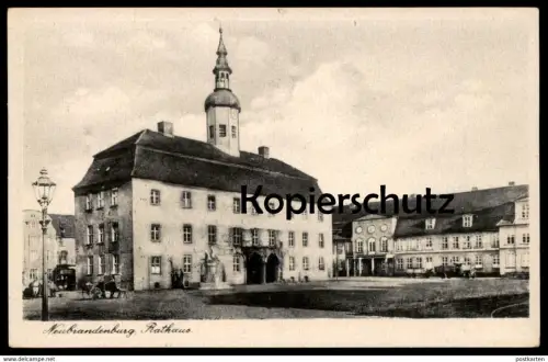 ALTE POSTKARTE NEUBRANDENBURG RATHAUS ALTER LKW old pickup camion Tecomit Verlag Trinks & Co. Ansichtskarte cpa postcard