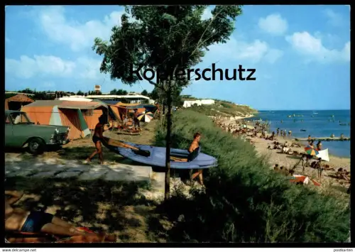 ÄLTERE POSTKARTE ISTANBUL VE GÜZELLIKLERI FLORYA CAMPING Auto car Boot rubber boat zodiac postcard Ansichtskarte cpa