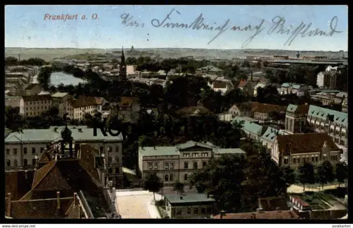 ALTE POSTKARTE FRANKFURT AN DER ODER PANORAMA BLICK AUF DIE STADT FELDPOST Bahnhofscommandantur Bahnhofskommandantur cpa