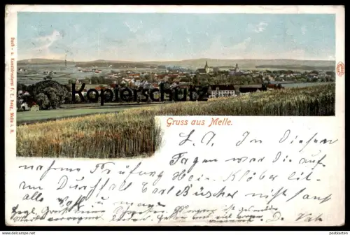ALTE POSTKARTE GRUSS AUS MELLE PANORAMA GESAMTANSICHT 1901 Wiehengebirge Autochrom Karte Ansichtskarte AK cpa postcard
