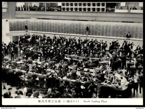 ALTE POSTKARTE TOKYO STOCK EXCHANGE STOCK TRADING FLOOR BÖRSE LA BOURSE Tokio Japan cpa postcard Ansichtskarte AK