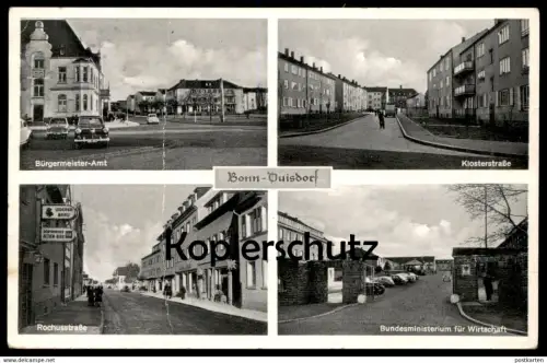 ALTE POSTKARTE BONN DUISDORF KLOSTERSTRASSE ROCHUSSTRASSE BUNDESMINISTERIUM FÜR WIRTSCHAFT LEDERER BRÄU DAB Bier beer