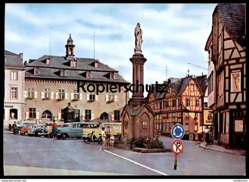 ÄLTERE POSTKARTE LINZ DIE BUNTE STADT AM RHEIN BMW ISETTA OPEL Auto Autos voiture old car cars Ansichtskarte postcard AK
