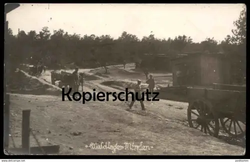ALTE POSTKARTE VERM. VILOSNES WALDLAGER MINDEN SOLDATEN 1916 Soldat soldats soldiers Militär military camp postcard