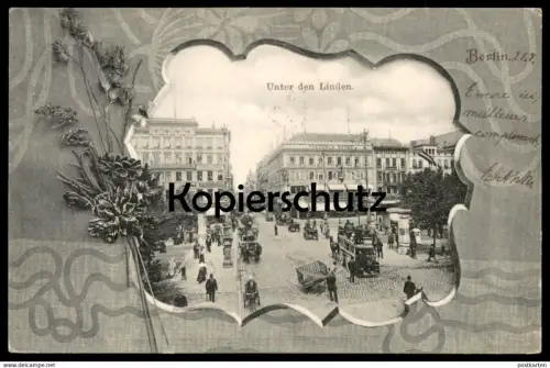 ALTE POSTKARTE BERLIN UNTER DEN LINDEN JUGENDSTIL KORNBLUME Ähren ear épi cornflower bleuet Ansichtskarte postcard cpa