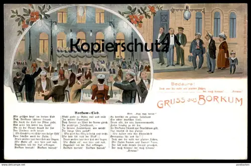 ALTE LITHO POSTKARTE GRUSS AUS BORKUM BEDAURE JUDAICA JUDAIKA JUDEN JUDE jew jewish cpa postcard AK Ansichtskarte