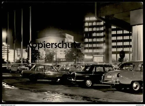 ÄLTERE POSTKARTE LEIPZIG NEUBAUTEN UND OPERNHAUS AM KARL-MARX-PLATZ LADA WARTBURG Auto Autos car cars voitures postcard