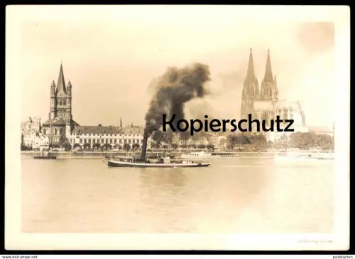 ALTE POSTKARTE KÖLN PANORAMA DAMPFER A. LEMBERG PORZ SCHIFF FRANZ HANIEL & GRAF ZEPPELIN steamship cargo freight ship AK