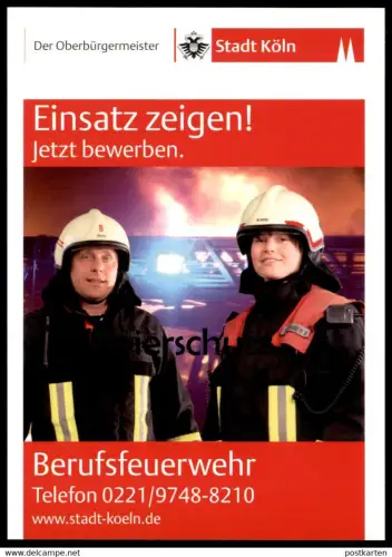 POSTKARTE BERUFSFEUERWEHR STADT KÖLN FEUERWEHR corps de pompiers fire Uniform uniforme Ansichtskarte AK postcard cpa