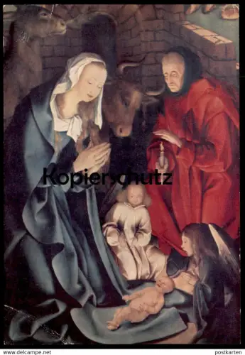 ÄLTERE POSTKARTE NIKOLAIKIRCHE KALKAR KIRCHE DETAIL DES HOCHALTARS MARIA JOSEPH JESU Josef Jesus church église Ochs Esel