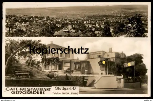ALTE POSTKARTE STUTTGART CAFE RESTAURANT GEROKSRUHE 1940er Flagge Flaggen Beflaggung cpa postcard AK Ansichtskarte
