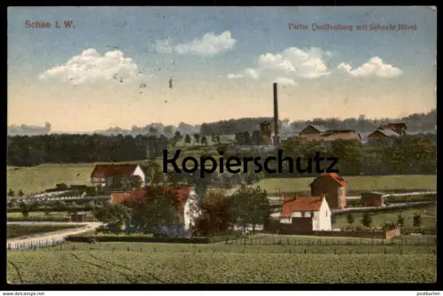 ALTE POSTKARTE SCHEE PARTIE QUELLENBURG MIT SCHACHT HÖVEL ZECHE BERGBAU SPROCKHÖVEL bei Hattingen mines mining postcard