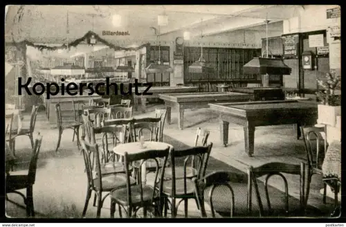 ALTE POSTKARTE GRUSS AUS DEM HOTEL RESTAURANT CAFÉ BAVARIA OSNABRÜCK BILLARDSAAL BILLARD DEUTSCHE POST PEKING billiards