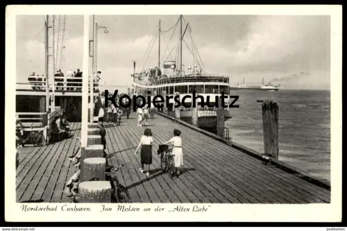 ALTE POSTKARTE CUXHAVEN SCHIFF JAN MOLSEN AN DER ALTEN LIEBE steam ship bateau Dampfer postcard cpa AK Ansichtskarte
