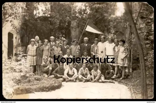ALTE FOTO POSTKARTE MADONNA MÄDCHEN JUNGEN WIMPEL SOLINGEN-OHLIGS POPARD 1929 photo Kinder children enfants Gruppe group