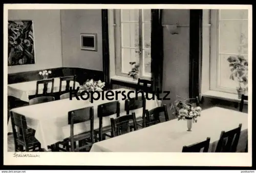 ALTE POSTKARTE VOLKSBILDUNGSHEIM UND JUGENDHEIM BURGBERG GEHRDEN SPEISERAUM Speisesaal Essensraum Kantine Ansichtskarte