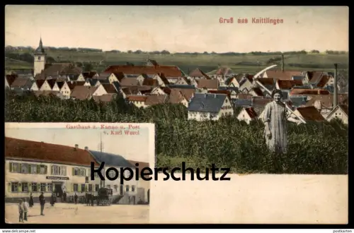 ALTE POSTKARTE GRUSS AUS KNITTLINGEN ENZKREIS GASTHAUS ZUR KANNE U. POST KARL WEZEL Tracht costume folklorique array cpa