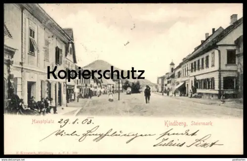 ALTE POSTKARTE KINDBERG HAUPTPLATZ 1903 Steiermark Österreich Austria Tornister knapsack cartable satchel brioche Ranzen