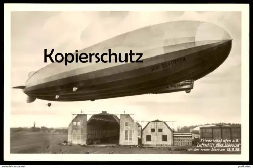 ALTE POSTKARTE FRIEDRICHSHAFEN AM BODENSEE LUFTSCHIFF GRAF ZEPPELIN AM VOR DEM ERSTEN START 18.09.1928 airship aérostat