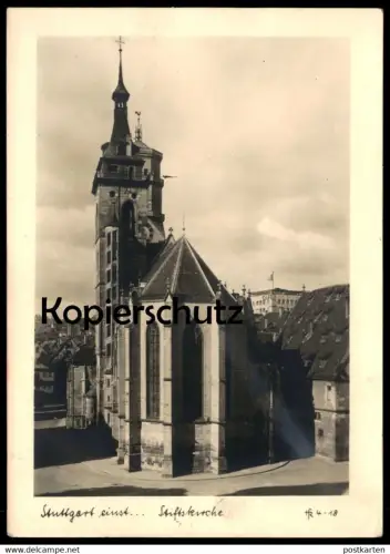 ALTE POSTKARTE STUTTGART EINST STIFTSKIRCHE Hans Römpler Lichtbildarchiv Kirche church église cpa postcard Ansichtskarte