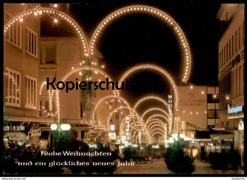 ÄLTERE POSTKARTE KASSEL FUSSGÄNGERZONE IM WEIHNACHTSSCHMUCK FROHE WEIHNACHTEN & EIN GLÜCKLICHES NEUES JAHR christmas cpa