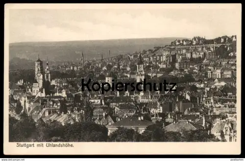 ALTE POSTKARTE STUTTGART MIT UHLANDSHÖHE BADEN-WÜRTTEMBERG cpa postcard Ansichtskarte AK