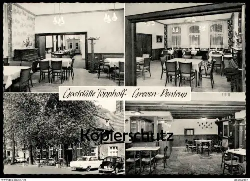 ÄLTERE POSTKARTE GREVEN-PENTRUP GASTSTÄTTE TOPPHOFF SPEZIELLE SCHINKENSCHNITTCHEN VW Käfer Klavier piano cpa postcard AK