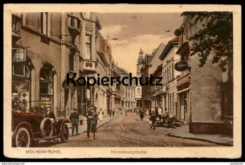ALTE POSTKARTE MÜLHEIM RUHR HINDENBURGSTRASSE AUTO KINDER children & old car enfants voiture cpa postcard AK