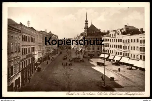 ALTE POSTKARTE RIED IM INNKREIS RATHAUS HAUPTPLATZ ZUM WEISSEN RÖSSL 1927... GmbH Zweigstelle Oberösterreich Austria