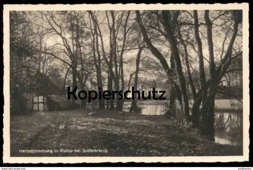 ALTE POSTKARTE RURUP BEI SÜDERBRARUP ANGELN HERBSTSTIMMUNG Herbst Ruruplund Haus Hof Bauernhaus Scheune postcard cpa AK