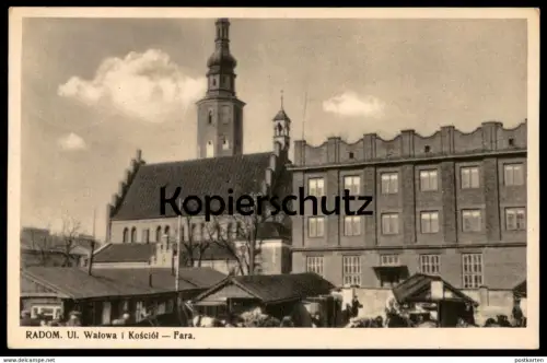 ALTE POSTKARTE RADOM UL. WALOWA I KOSCIOL FARA 1939 województwo mazowieckie Masowien Polska poland Polen postcard cpa AK