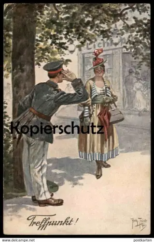 ALTE POSTKARTE ARTHUR THIELE TREFFPUNKT LANDSERS SCHIESSLEHRE Soldat Soldaten Soldiers Soldier military militaire
