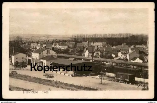 ALTE POSTKARTE KERPEN HORREM TOTAL BAHNHOF WAGGONS Zug Waggon train station gare Ansichtskarte