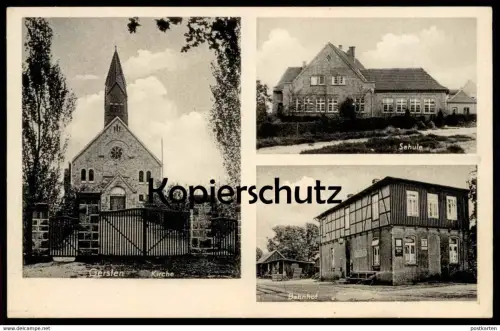 ALTE POSTKARTE GERSTEN BAHNHOF SCHULE KIRCHE ROLINCK BIER station gare bei Lengerich Kreis Lingen Emsland Ansichtskarte