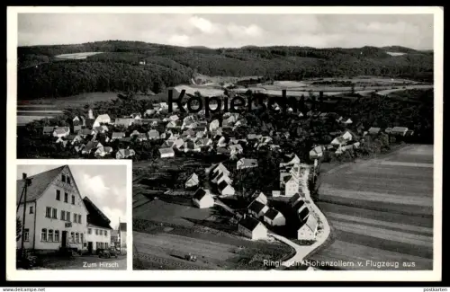 ALTE POSTKARTE RINGINGEN VOM FLUGZEUG GASTHOF ZUM HIRSCH BURLADINGEN HOHENZOLLERN Luftbild Fliegeraufnahme postcard cpa