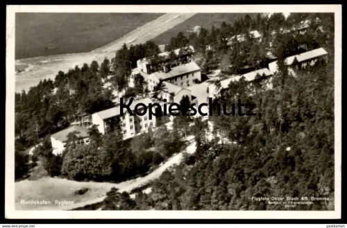 ALTE POSTKARTE RUNÖSKOLAN FLYGFOTO bei Akersberga Luftbild Fliegeraufnahme Schweden Sverige Suède Sweden Bert Rauscher