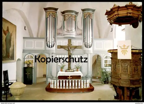 ÄLTERE POSTKARTE KIRCHE SIESEBY ALTARRAUM UND ORGEL KANZEL 1592 organ orgue Schlei Thumby Tumby postcard Ansichtskarte