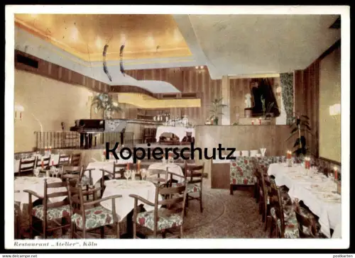 ÄLTERE POSTKARTE KÖLN RESTAURANT ATELIER HILDEBOLDPLATZ RELAIS GASTRONOMIQUE NEBEN CAFE WIEN Cöln Coeln Koeln Cologne AK