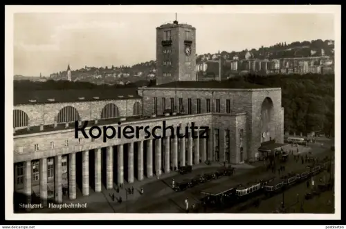 ALTE POSTKARTE STUTTGART HAUPTBAHNHOF Tram tramway Strassenbahn Bus Autobus Bahnhof station gare cpa postcard AK