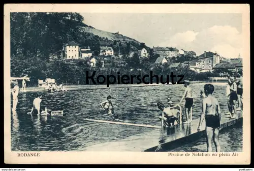 ALTE POSTKARTE RODANGE PISCINE DE NATATION EN PLEIN AIR Bad bath Luxembourg Luxemburg Rodingen cpa postcard AK