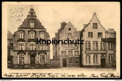 ALTE POSTKARTE REES RHEIN NIEDERRHEINISCHE BACKSTEINHÄUSER SARG-MAGAZIN ADEL AN MUTTER V. BARON VON RICHTHOFEN MONTIGNY